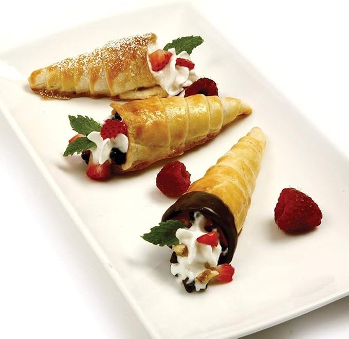 Non-stick Cream Horn Molds Stainless Steel, FantasyDay 5 inch Large Size Cannoli Tubes Kit Pack of 30 Baking Cones Pastry Roll Horn Croissant Mold - Christmas Anniversary Free Standing Cone Shape