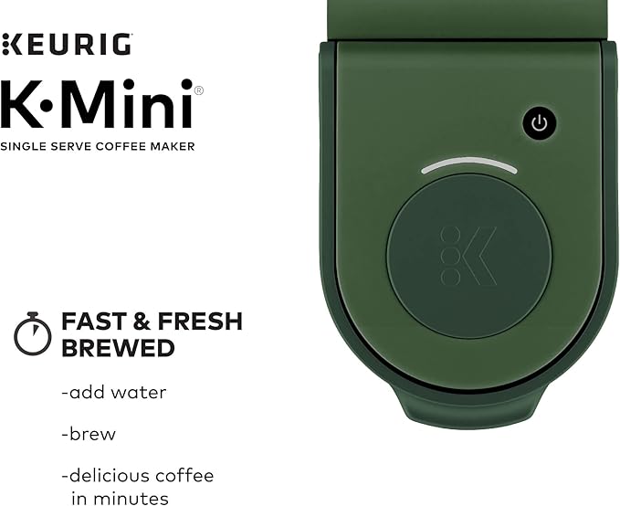 Keurig K-Mini Single Serve Coffee Maker with 6-12Oz Cup Sizes, Quick Brewing, and Removable Drip Tray (Evergreen, Renewed)