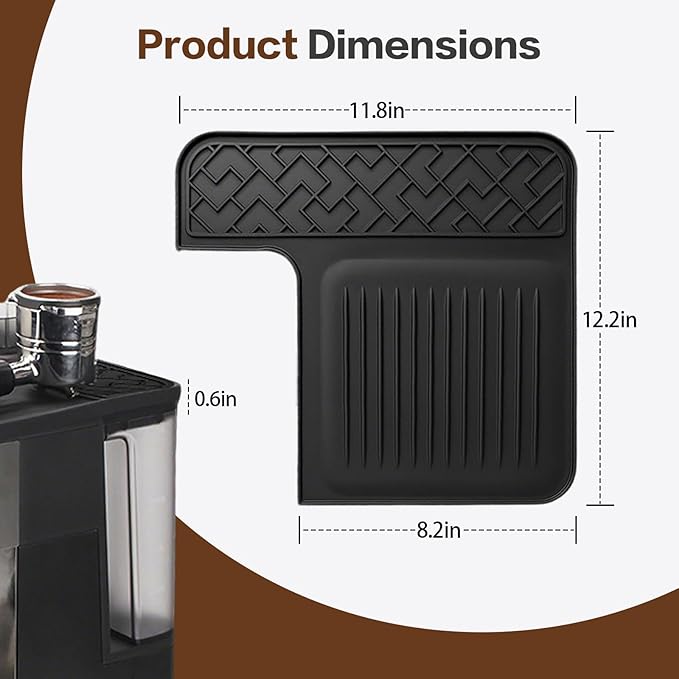Top Mat Compatible with Ninja Luxe Coffee Espresso Machine ES601& ES701, Silicone Protective Top Cover, Shields Surface from Scratches, Waterproof Non-Slip, Easy to Clean (BLACK)