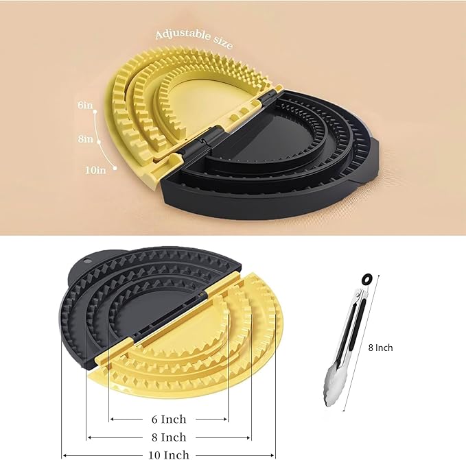 Quesadilla Maker & Tortilla Sealer Tool | 3-in-1 Adjustable Crimper for 10/8/6 Inch Wraps, Burritos, Calzones | Includes Free Cooking Tongs | Detachable, Dishwasher Safe