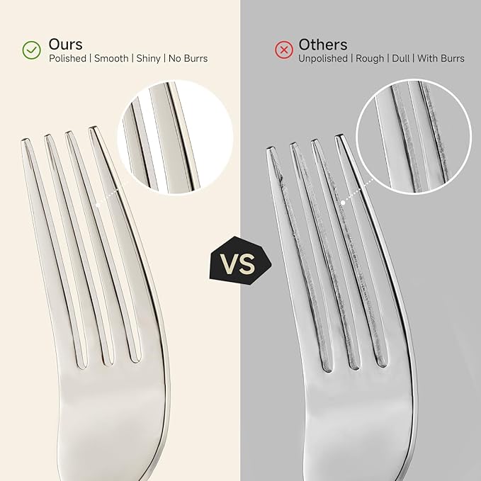 40-Piece Silverware Set for 8, 18/10 Stainless Steel Flatware Set, Heavy Duty Mirror Polished Cutlery Set, Dishwasher Safe Kitchen Utensils for Home Restaurant, Wedding Gift - HIKAA