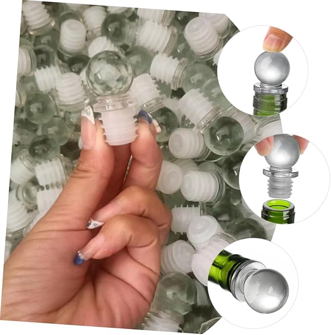 Ipetboom 24pcs Glass Ball Wine Bottle Stoppers with Silicone Seal Decorative Wine Saver Caps for Aromatherapy Perfume Cosmetic Bottles Portable Airtight Seal to Keep Beverages Fresh and