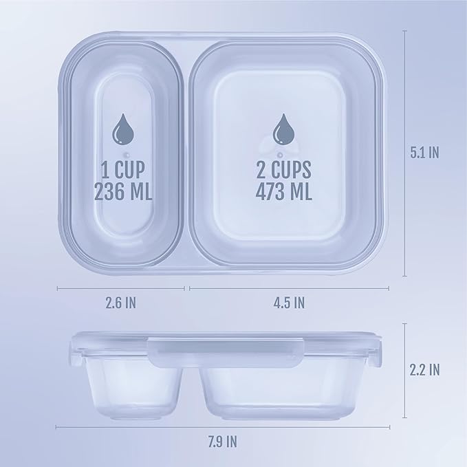 Ello Snap & Nest 10-Piece 3 Cup Plastic Divided Meal Prep Set, Reusable Food Containers for Healthy Eating, Freezer, Dishwasher Safe, Seafoam