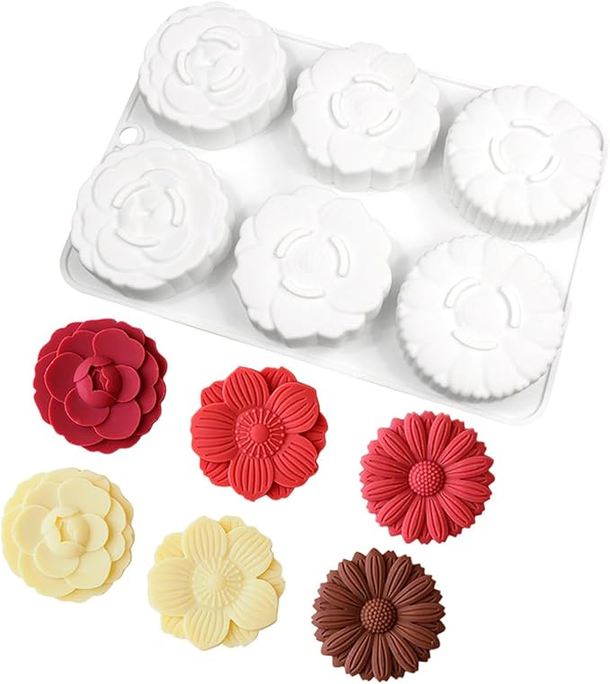 mostsom 6 Flower Silicone Cake Mold Handmake DIY Bread Mould Silicone Moulds For Cake Mooncake Mold Cake Tools