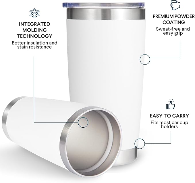 Volhoply 20oz Stainless Steel Tumbler with Lid and Straw Bulk 8 Pack,Double Wall Insulated Travel Iced Coffee Mug Fits Cup Holder,Powder Coated Cups for Hot/Cold Drinks,Christmas Gifts（Mix,8 Set）