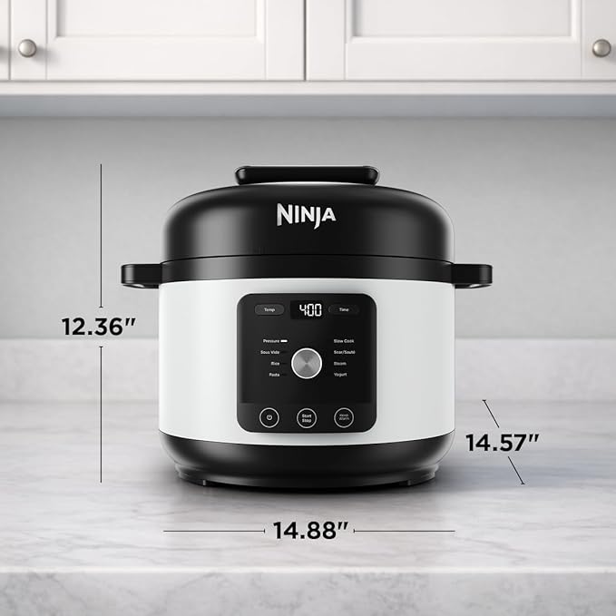 Ninja HyperHeat 9-in-1 6.5-qt Pressure Cooker | Steams, Slow Cooks, Sears, Sautés, Sous Vide, Yogurt & More | With SimpliServe Pot | Powerful 1200-Watt | White | PC201WH