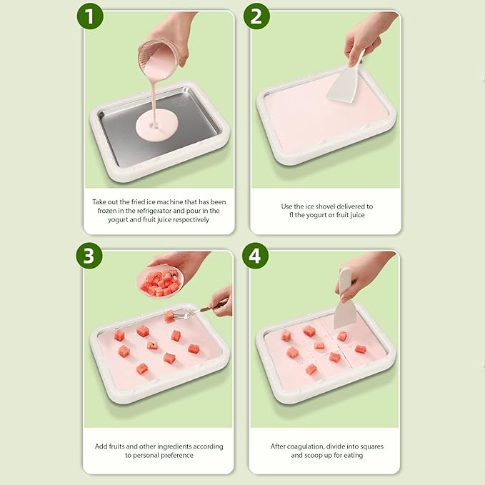 Rolled Ice Cream Maker, Frozen Yoghurt Plate Ice Cream Maker Machine, Soft Serve Slushies Gelato Pan and Roll, for Home DIY Ice Yogurt Sorbet