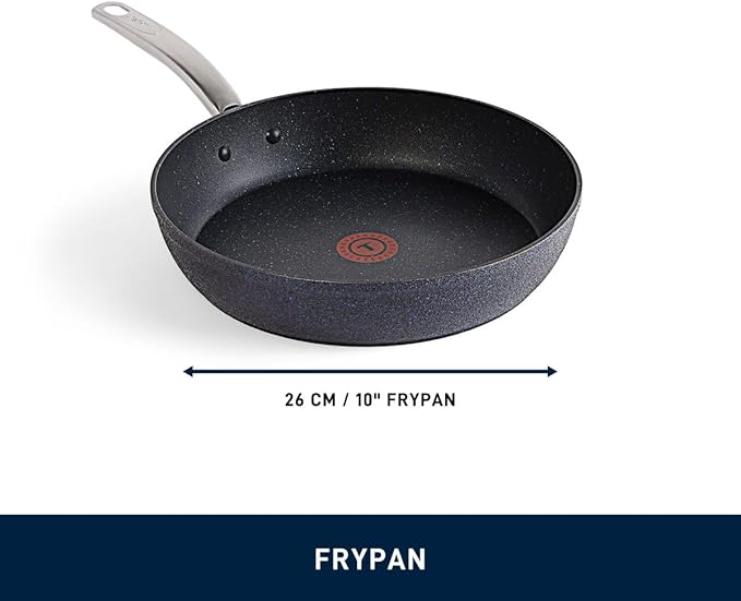 T-FAL StoneShield 10"/ 26cm Frypan, Non-Stick, Anti-Warp, Rock Texture, Dishwasher & Oven Safe, Easy to Clean