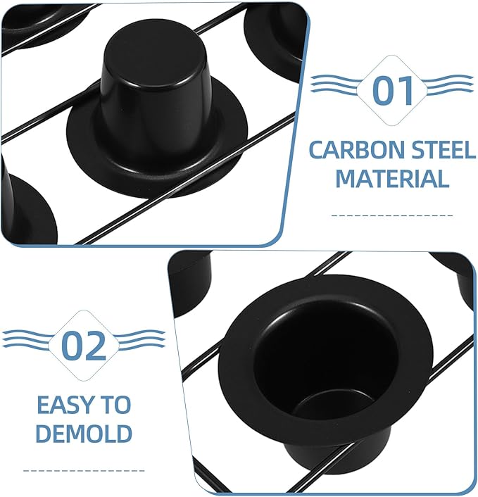 Thickened Carbon Steel Nonstick Muffin Pan 6-cup Deep Cupcake Baking Tray Oven Popover Pan for Home Baking, Black Coated Muffin Tin,