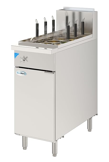 KoolMore 6-Basket 11 Gallon Commercial Natural Gas Pasta Cooker with 70,000 BTU, ETL Listed in Stainless-Steel (KM-PC6-NG)