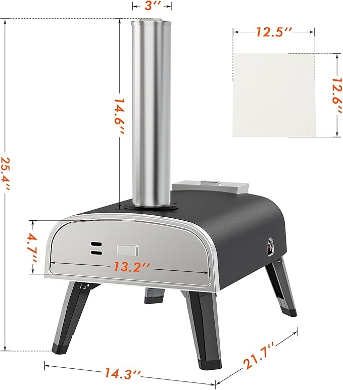 aidpiza Pizza Oven Outdoor 12" Wood Fired Pizza Ovens Pellet Pizza Stove for outside, Portable Stainless Steel Pizza Oven for Backyard Pizza Ovens