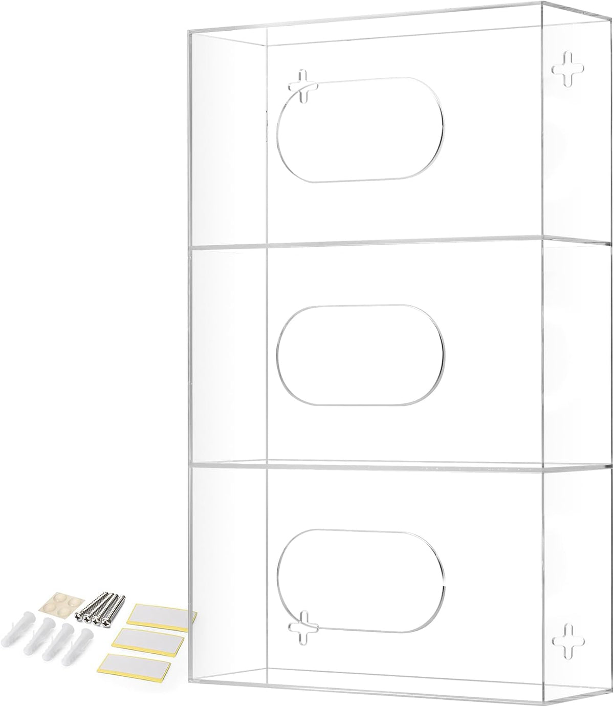 Storage Standard Triple Glove Box Holder Wall Mount Glove Dispenser - Disposable Glove Holder Wall Mount Glove Station for Medical Gloves, Multipurpose Kitchen Gloves Holder - 16.5 x 10 x 3.5 Inches