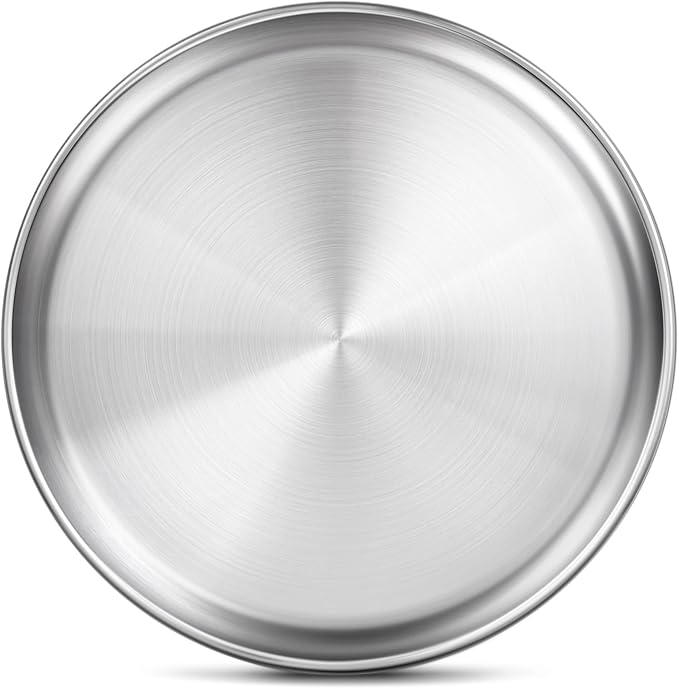Yuiicaov Stainless Steel Pizza Pan 13½ inch, Pizza Pan for Oven, Steel Pizza Tray, Durable Round Pizza Plate Pizza Baking Sheet, Easy Clean & Dishwasher Safe, Set of 1