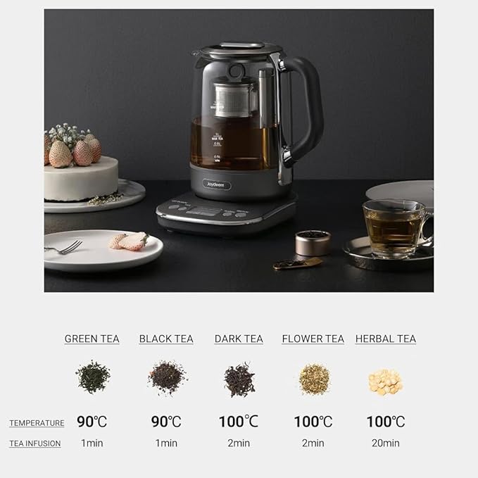Joydeem Hot Tea Maker, Glass Electric Kettle with Auto Lift Tea Infuser and Temperature Control, 1.7L, JD-ZC6088G