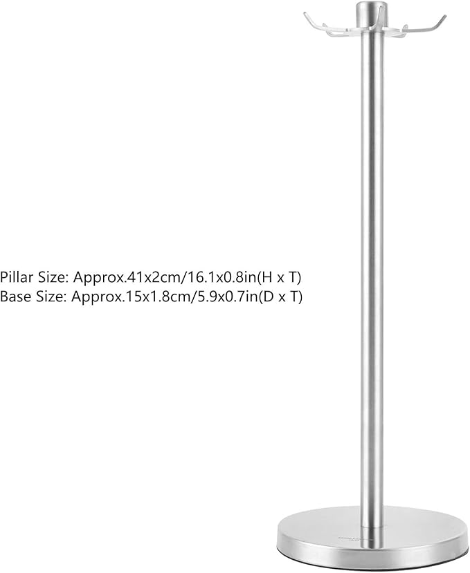 Stainless Steel Kitchen Utensil Holder, 360 Degree Rotating Utensil Rack with 5 Hooks, Kitchenware Storage Rack, Countertop Spatula Spoon Soup Ladle Holder