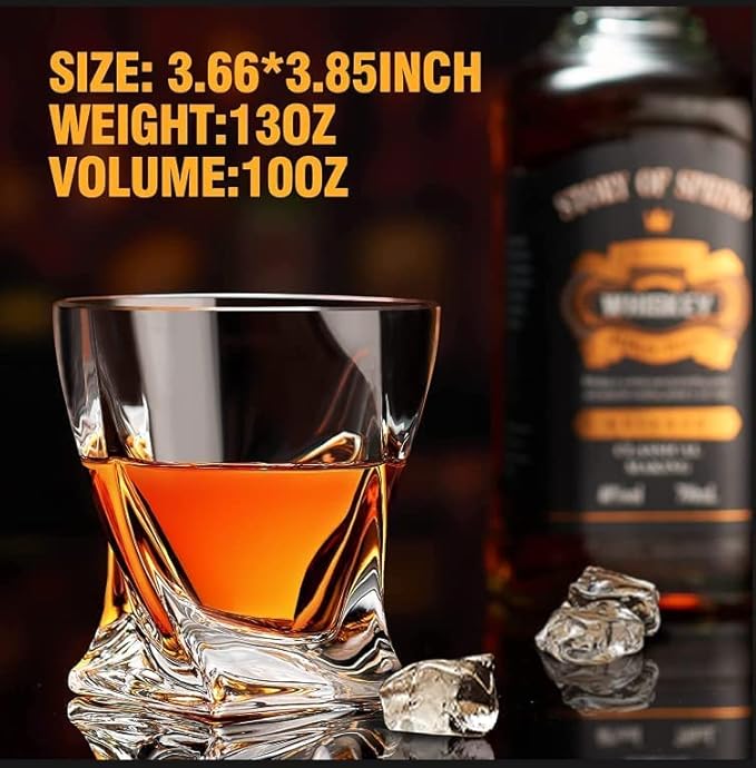 KITNATS Old Fashioned Whiskey Glasses 10 OZ Rocks Glasses Set of 6, Gift Box - Barware For Bourbon, Scotch, Rum glasses, for Men Women