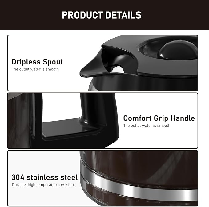 12-Cup Coffee Pot Replacement Compatible with Cuisinart Coffee Maker Models SS-12, SS-15, SS-16, DCC-1100BK, DCC-1200, DCC-2650, CHW-12P1, DGB-400, DGB-550BK, DGB-550BK1, DGB-625BC and DGB-700BC