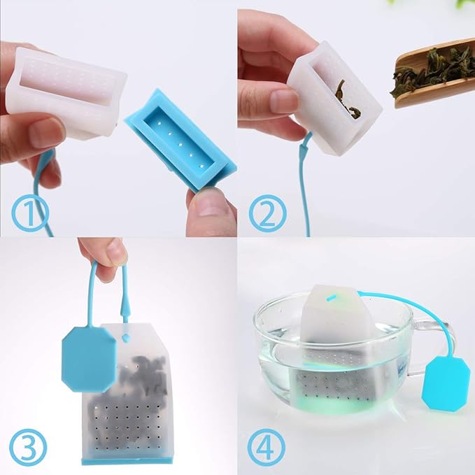 6 Pack Silicone Tea Infuser, Reusable Tea Bags Tea Strainer Filter Tea Steeper Tea Diffuser Tea Holder for Loose Leaf Tea with Spoon