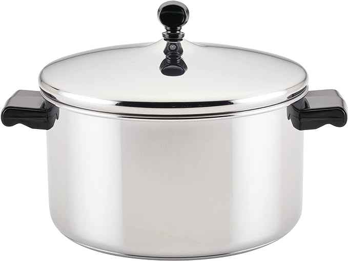 Farberware Classic Stainless Steel 6-Quart Stockpot with Lid, Stainless Steel Pot with Lid, Silver