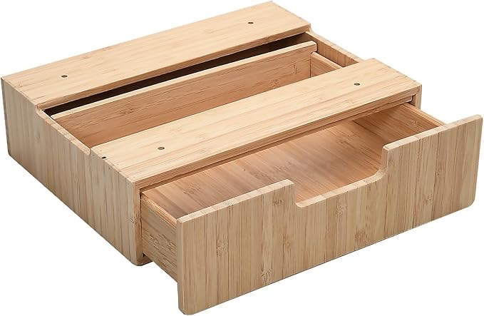 MobileVision Bamboo Mountable Drawer for Under Desk, Office Supply Storage for Pens Pencils Paper & More 9.5 x 7.5 x 2.5 INCHES (Inner Drawer Height: 1.25 IN)