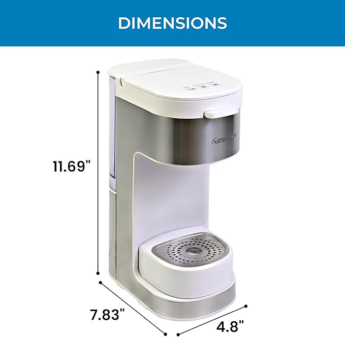 Kenmore Single Serve Coffee Maker – Compatible with Keurig K‑Cup Pods & Ground Coffee, One Cup Brewer, 6–12 Oz Brew Sizes, Travel Mug Friendly, Auto Shut‑Off, Hot & Iced Maquina de cafe, White