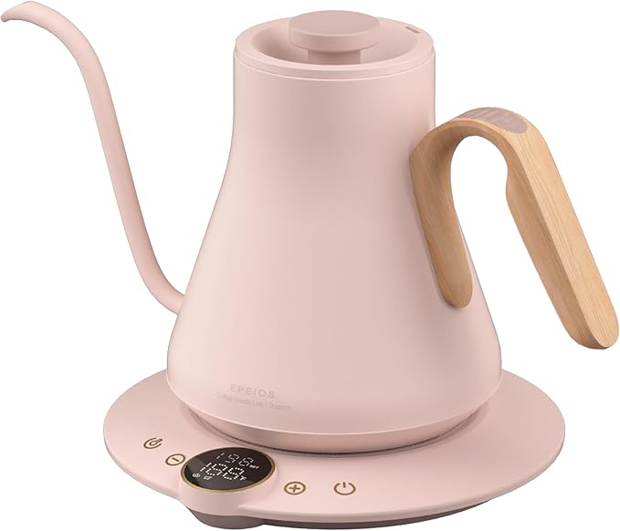 INTASTING Gooseneck Electric Kettle with ±1℉ Temperature Control for Pour Over Coffee & Tea, Quick Heating, BPA-Free Stainless Steel, Built-in Brew Timer, 1500W/0.9L (Munch Pink)