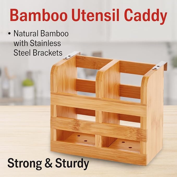 HIC Kitchen Dish Rack Caddy for Folding Dish Drying Rack (#97086), Natural Bamboo