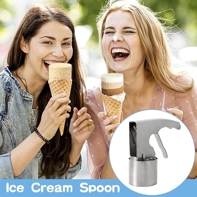 Ice Cream Scoop Set, Stainless Steel Ice Cream Ball Making Spoon, Old Time Cylindrical Scoop with Trigger Release, Cookie Dough Scoop for Frozen Yogurt Gelatos Sundaes(size:2pcs)
