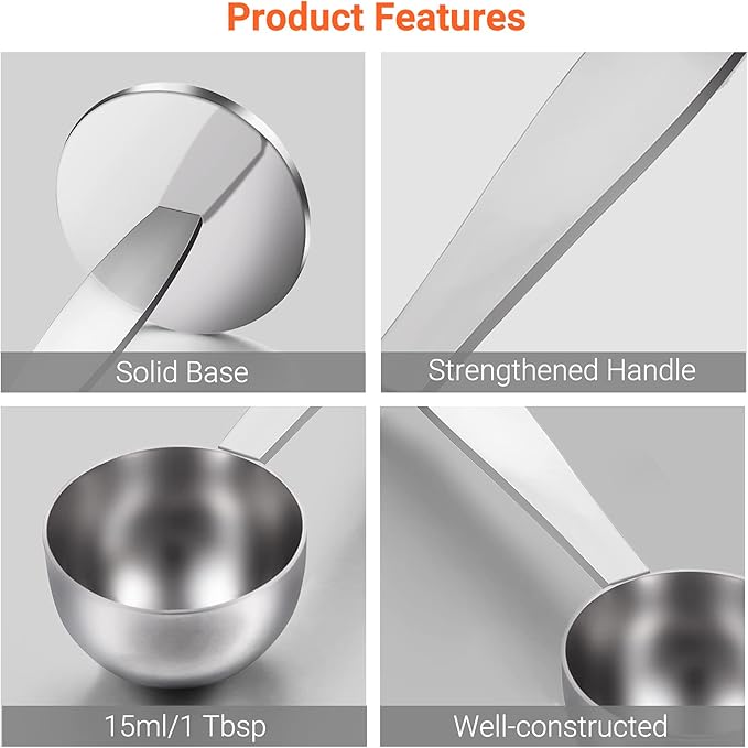 Two-in-One Stainless Steel Coffee Scoop Tamping Dual-Purpose Coffee Spoon Powder Hammer Tamper Multi Function Spoon Holder Coffee Tools for Measuring and Tamping