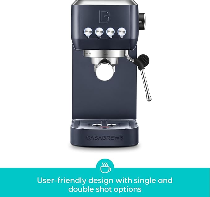 CASABREWS 3700 Essential Espresso Machine 20 Bar, Stainless Steel Coffee Maker with Steam Frother, Cappuccino & Latte Machine, 43.9oz Water Tank, Sapphire Blue