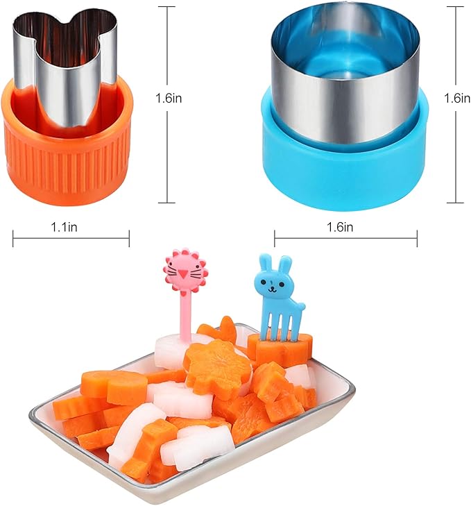 Vegetable Cutter Shapes Set, 24pcs, Mini Cookie Cutters Set Fruit Cookie Pastry Stamps Mold with 30pcs Food Picks and Forks -for Kids Baking and Food Supplement Tool Accessories