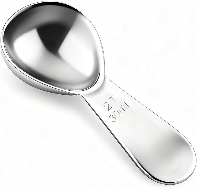 18/8 Stainless Steel Coffee Measuring Spoon 2 Tablespoon Coffee Scoop Short Handle Measuring Spoon for Ground Coffee Tea Sugar Flour Exact Measuring Spoons (30ml)