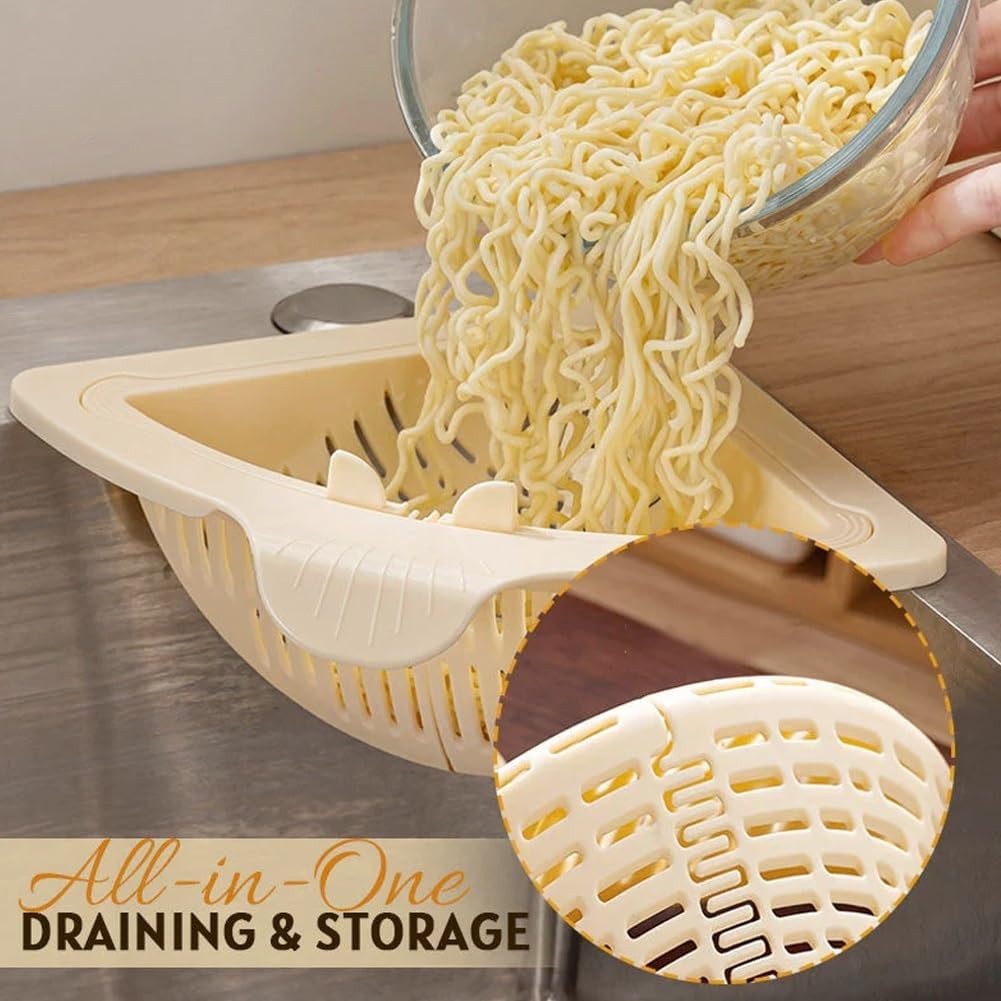 Magnetic Drainage & Filter Basket, Punch-Free Triangular Sink Strainer with Twist-Open Bottom, Strong Magnetic Fixation, Corner Kitchen Organizer for Washing Fruits & Vegetables(Color c)