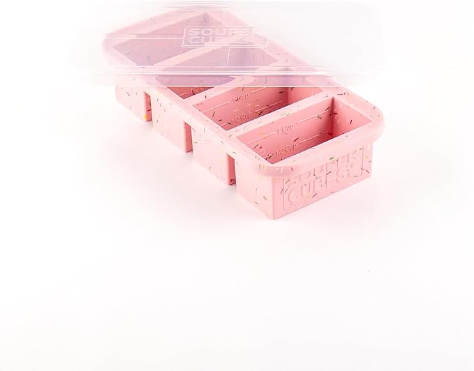 Souper Cubes 1 Cup Silicone Freezer Molds - Soup Cubes Perfect for Storing Broth, Rice, Leftovers and More - Silicone Freezer Trays with Lids for Meal Prep - Cotton Candy - 1-Pack
