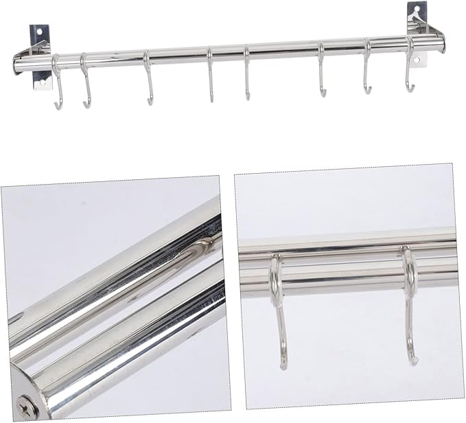 304 Stainless Steel Wall-mounted Kitchen Hook Rack Multi-function Utensil Hanger No Drill Design Easy Installation for Kitchen Organization