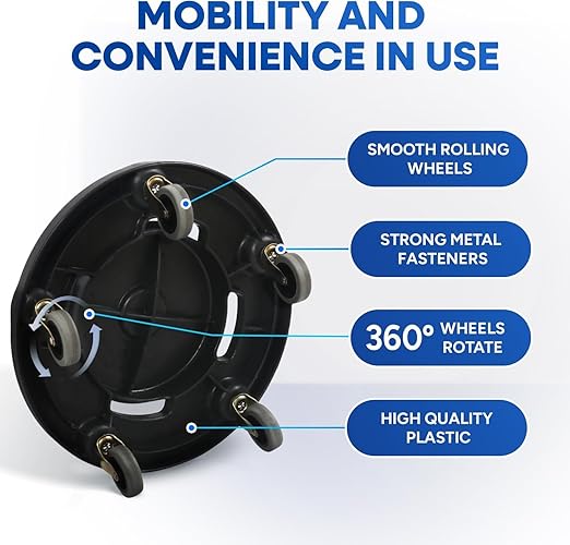 Plastic Prince 18" Trash Can Dolly with Wheels Black for 55 gal and 20 32 44 gal Brute Containers