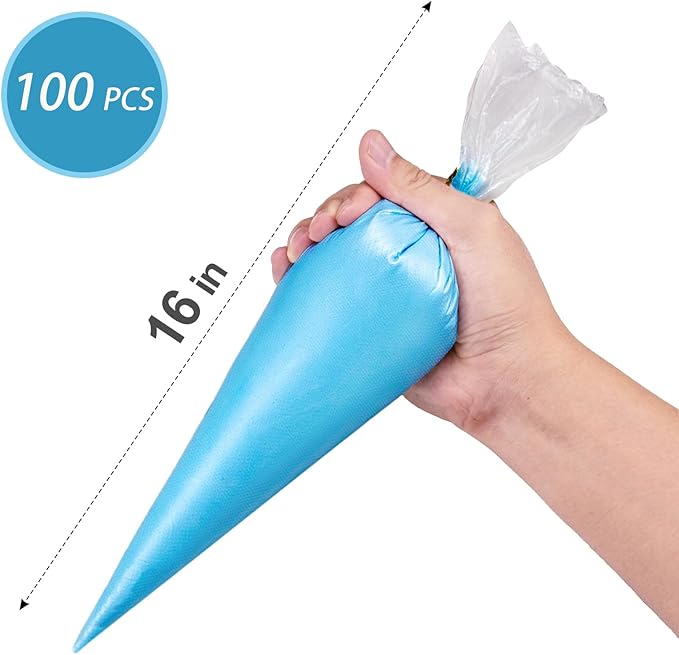 16 Inch Piping Bags Disposable, 100Pcs Large Pastry Bags, Frosting Bags, Cake Decorating Bags, Decorating Bags Large Piping Bags, Decorating Bags