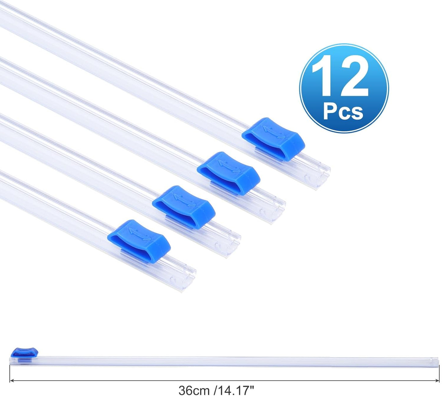 PATIKIL 12pcs Plastic Wrap Cutter, 14in Plastic Wrap Slide Cutter Self Adhesive Installation Replacement for Aluminum Foil Wax Paper Parchment Paper Wrap Dispenser, Blue