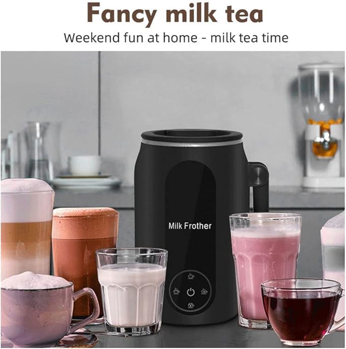 Ejoyous Electric Milk Frother, 450ml Electric Warm and Cold Foam Frother, 4-in-1 Milk Steamer with Rotatable Handle Foam Maker for Latte, Cappuccinos, Macchiato, Hot Chocolate