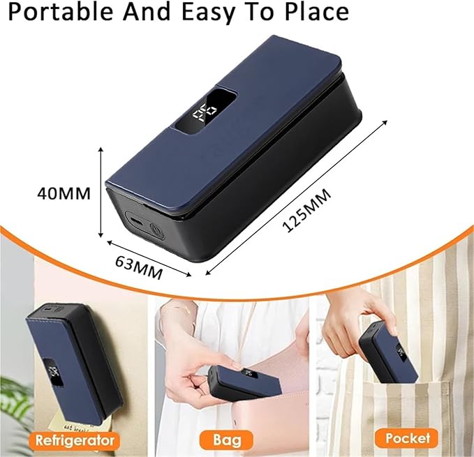 Vacuum Sealer Machine, Mini Heat Sealer Plastic Bag Sealing Machine Rechargable Storage Package Handheld Clip Food,Food Sealer(Blue)