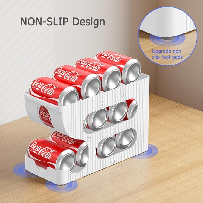 Sotfamily Soda Can Organizer for Pantry/Fridge, Automatic Rolling Pop Can Dispenser/Storage/Holder/Container for Refrigerator or 12" Deep Shelf, Space-Saving Drink Organizer for 12 Standard Cans