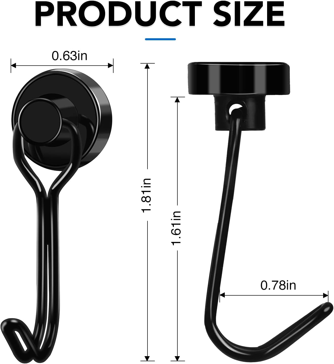 LOVIMAG Hooks, 30lbs+ Magnetic Magnet Hook 2025 Cruise Cabin Ship Essentials Heavy Duty Strong Refrigerator Fridge Hanging for Classroom Beach Vacation Kitchen Grills Home Mug Hanger (20 Pack), Black