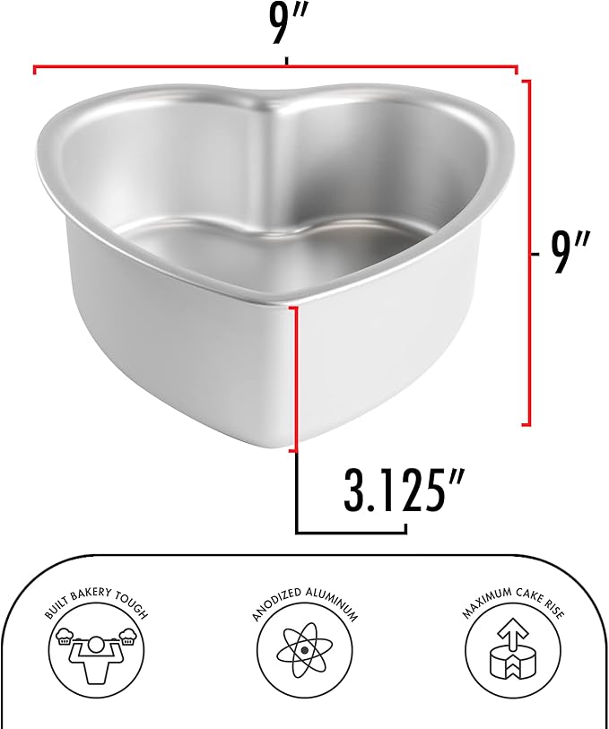 Fat Daddio's PHT-83 Anodized Aluminum Heart Cake Pan, 8 x 3 Inch