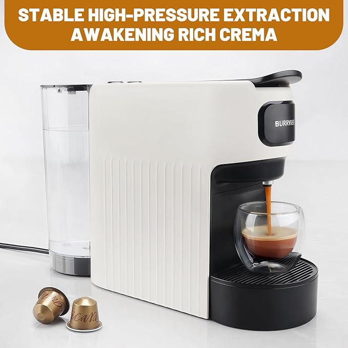 Mini Espresso Pod Machine Compatible with Nespresso Original Pods, 20 Bar Capsule Coffee Maker with 40 oz Removable Water Tank,Programmable Espresso Machine with Espresso and Lungo Modes