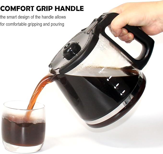 12-Cup Replacement Glass Coffee Carafe Compatible with Mr. Coffee LMX, TP, MMX, and MSX series coffeemakers