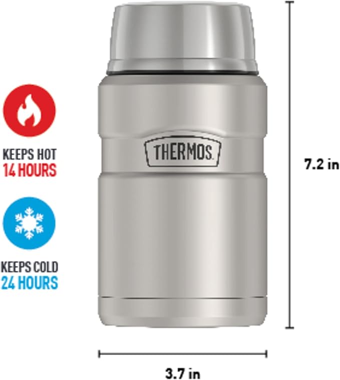 THERMOS Stainless King Vacuum-Insulated Food Jar,24 Ounce,Matte Steel,(Pack of 4)