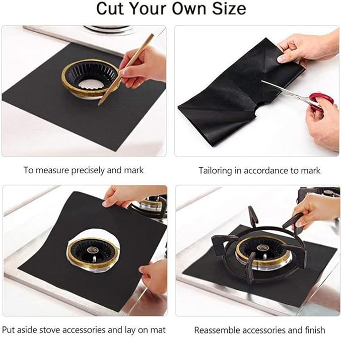 JSEIAJB 4pcs Gas Stove Non-stick Liner Heat Resistant Protector Cooker Mat Pad Kitchen Protect Gas Stove Stovetop Tool(D)