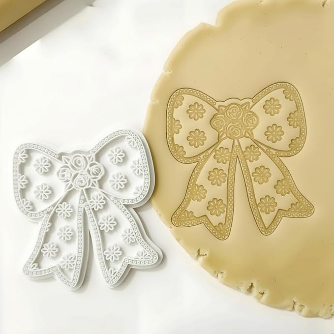 Wedding Cookie Cutters Cutter Bow Molds 3.5" with Plunger Stamps Baking Dough Tools Cake Shapes PLA Accessories for Birdesmaid Decorative Party Kitchen Supplies