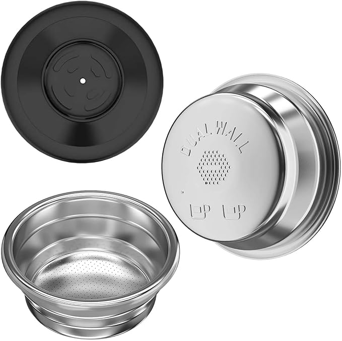 [1 Pack] Dual Wall Filter Basket 2 Cup,18–22g,double shot basket, Compatible with 54mm Breville Sage Espresso Machines (Express, Bambino, Bambino Plus, Barista Pro, Impress, Barista Touch, Infuser)
