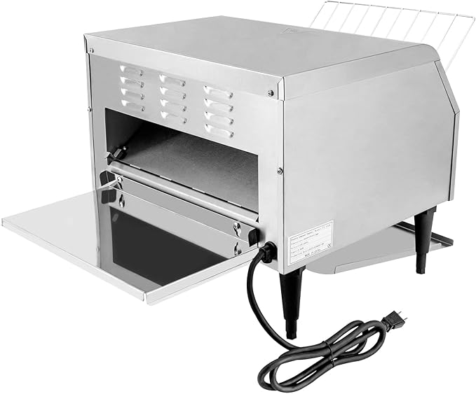 450 Slices/Hour Commercial Toaster, 110V 2600W Electric Conveyor Toaster Oven Stainless Steel Commercial Conveyor Belt Toasters for Restaurant, Bakery, Buffet Use